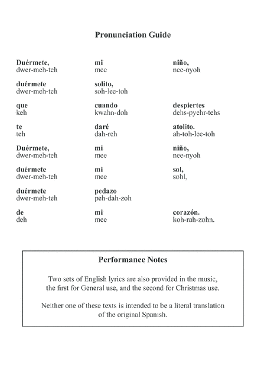 Duérmete (The Angels' Lullaby) 2-Part scores gallery preview page 3