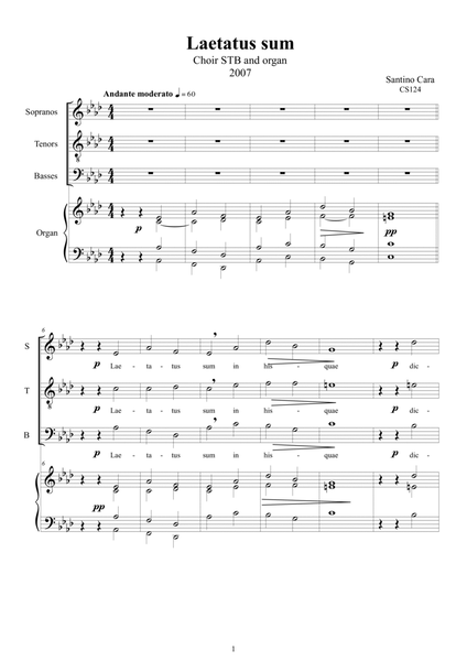 Laetatus sum - Motet for Choir STB and organ image number null