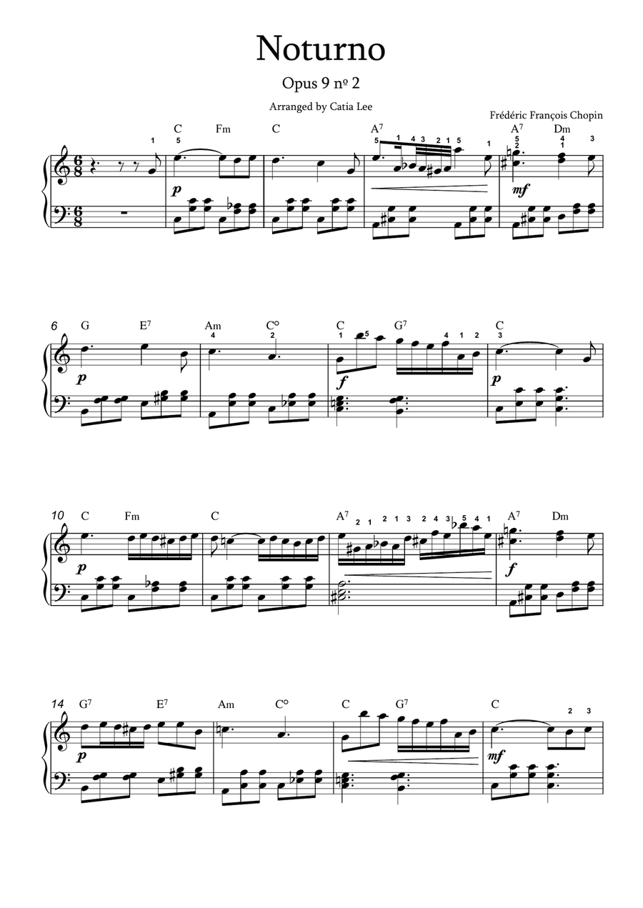 Noturno Opus 9 nº 2 - Chopin for piano solo Piano Solo scores gallery preview page 2