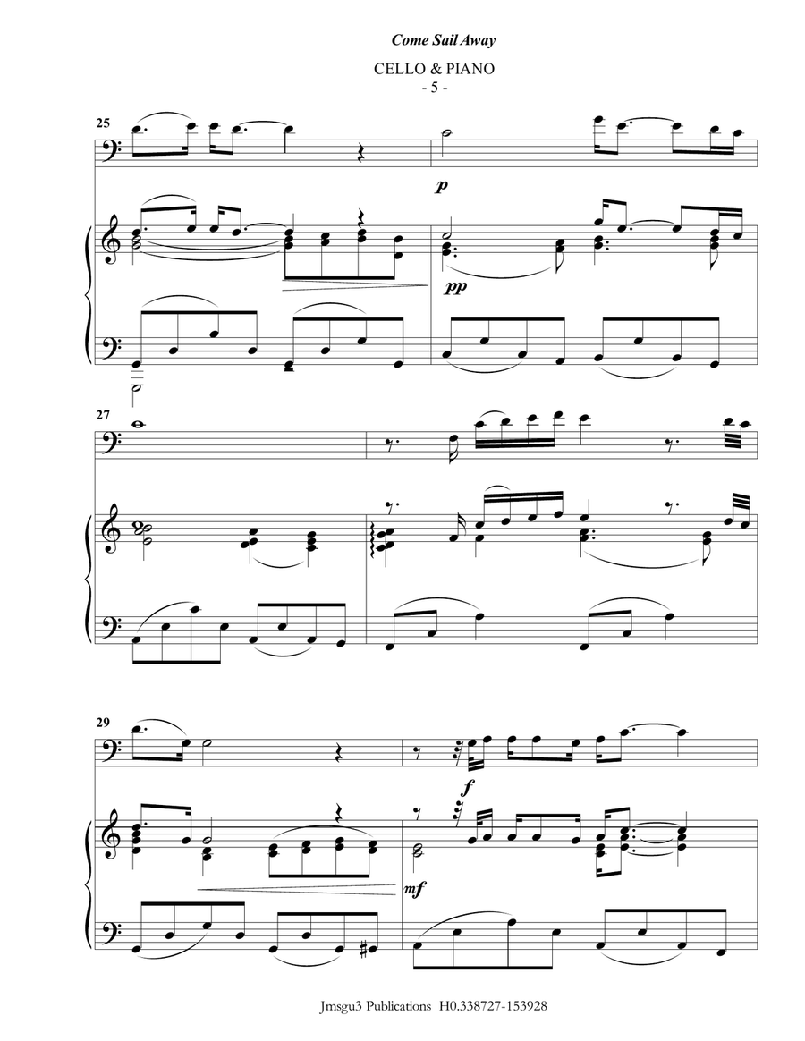 Come Sail Away Piano scores gallery preview page 5