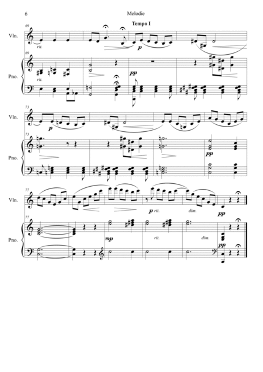 Tchaikovsky: Souvenir d'un lieu cher, Op.42 Melodie (in C) Violin Solo scores gallery preview page 6