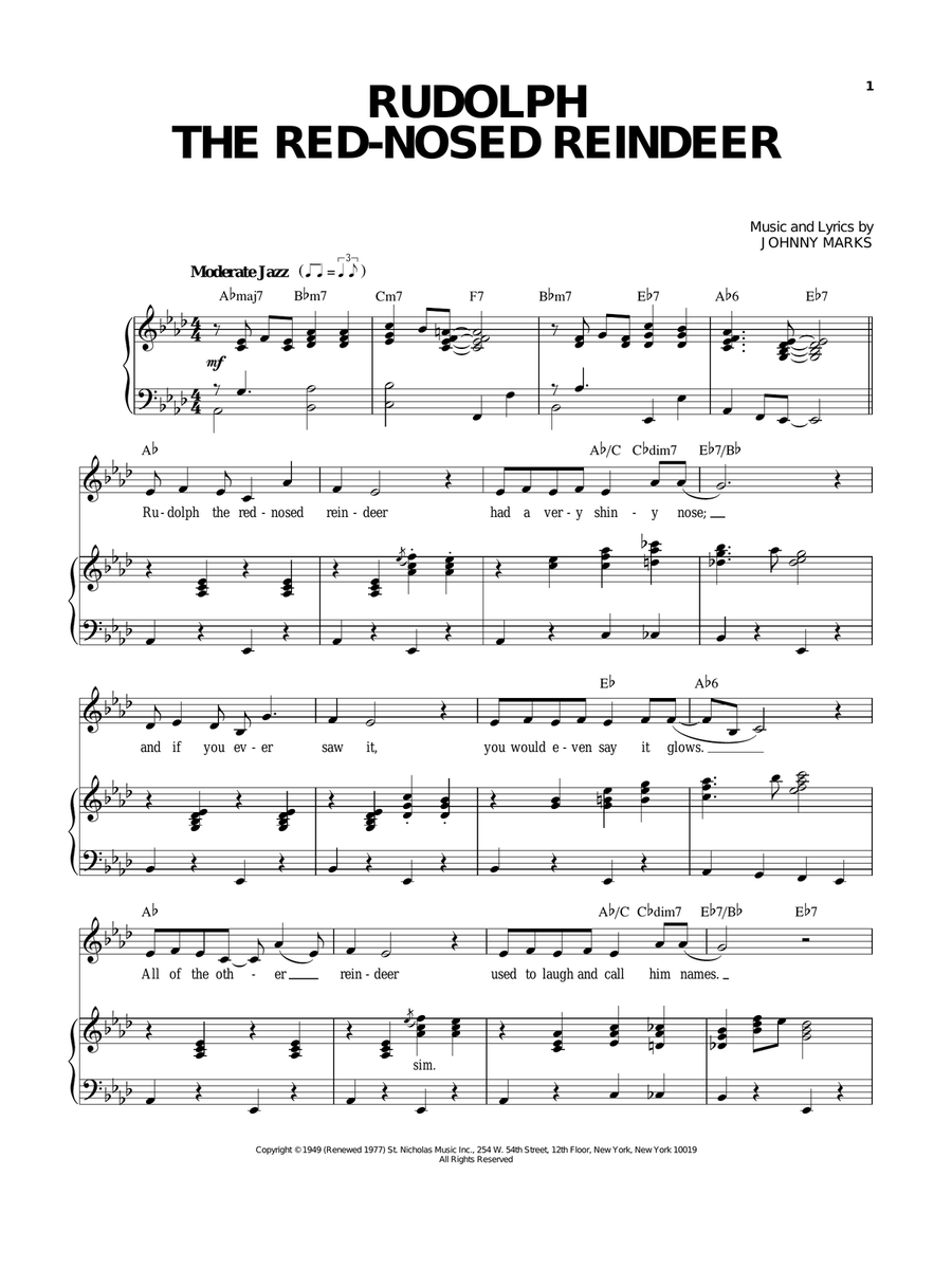 Rudolph The Red-Nosed Reindeer Voice scores gallery preview page 1