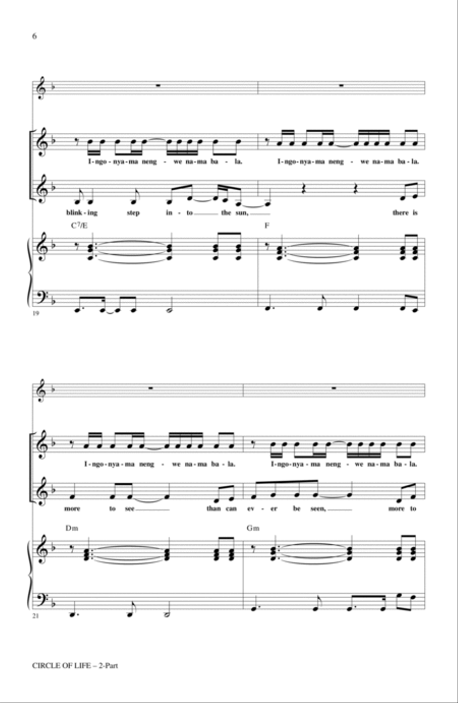 Circle Of Life (with Nants' Ingonyama) (from The Lion King) (Arr. Audrey Snyder) 2-Part scores gallery preview page 4
