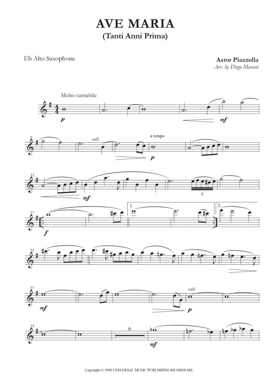 Ave Maria Alto Saxophone scores gallery preview page 1