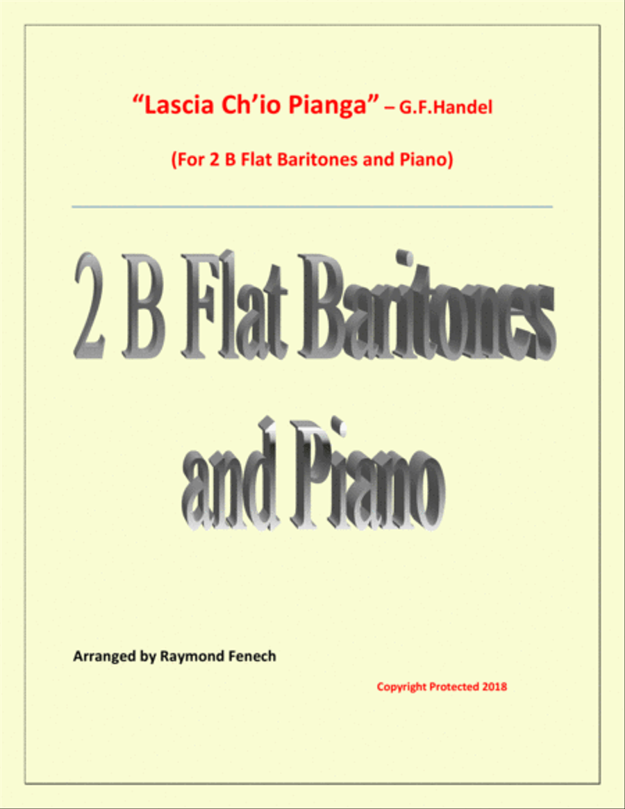 Lascia Ch'io Pianga - From Opera 'Rinaldo' - G.F. Handel ( 2 B Flat Baritones and Piano) Brass Duet scores gallery preview page 1