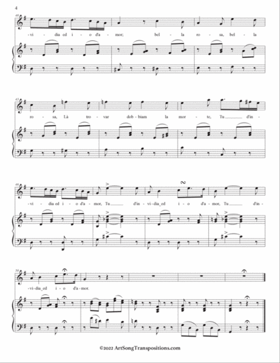 BELLINI: Vanne, o rosa fortunata (transposed to 7 keys: G, G-flat, F, E, E-flat, D, D-flat major) Voice scores gallery preview page 5