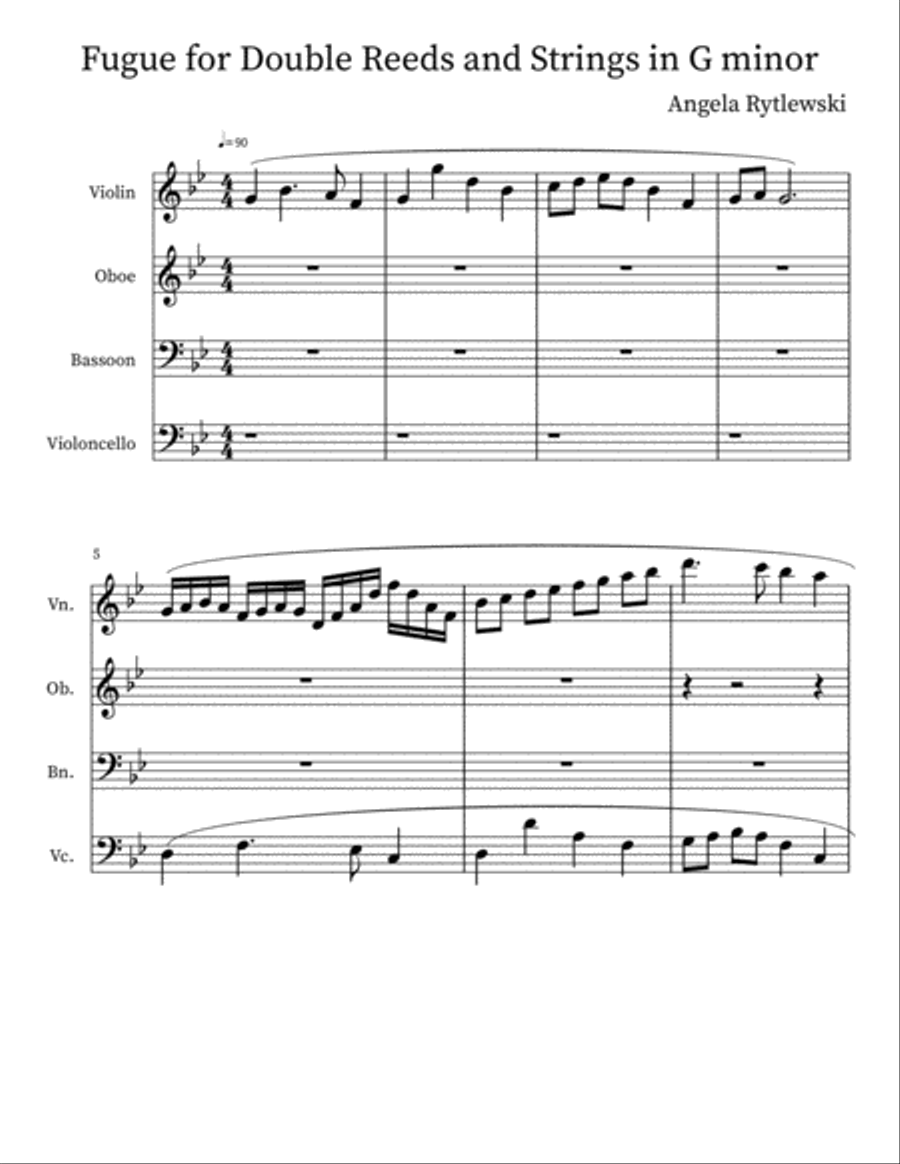 Fugue for Double Reeds and Strings in G Minor Small Ensemble scores gallery preview page 1