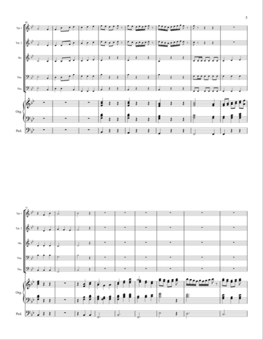 The Strife Is O'er, the Battle Done - Brass Quintet and Organ Brass Ensemble scores gallery preview page 6