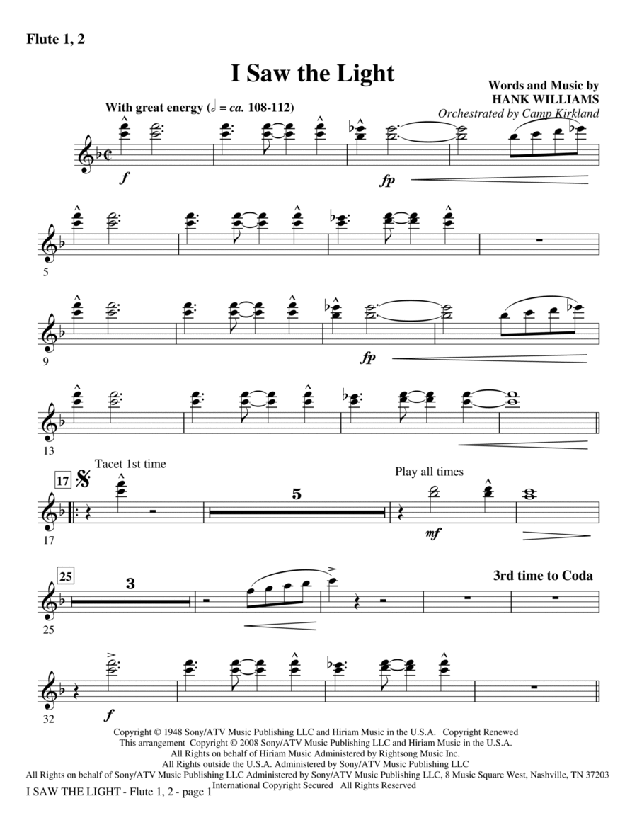 I Saw The Light - Flute 1,2 Choir scores gallery preview page 1