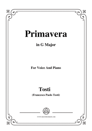 Book cover for Tosti-Primavera in G Major,for voice and piano