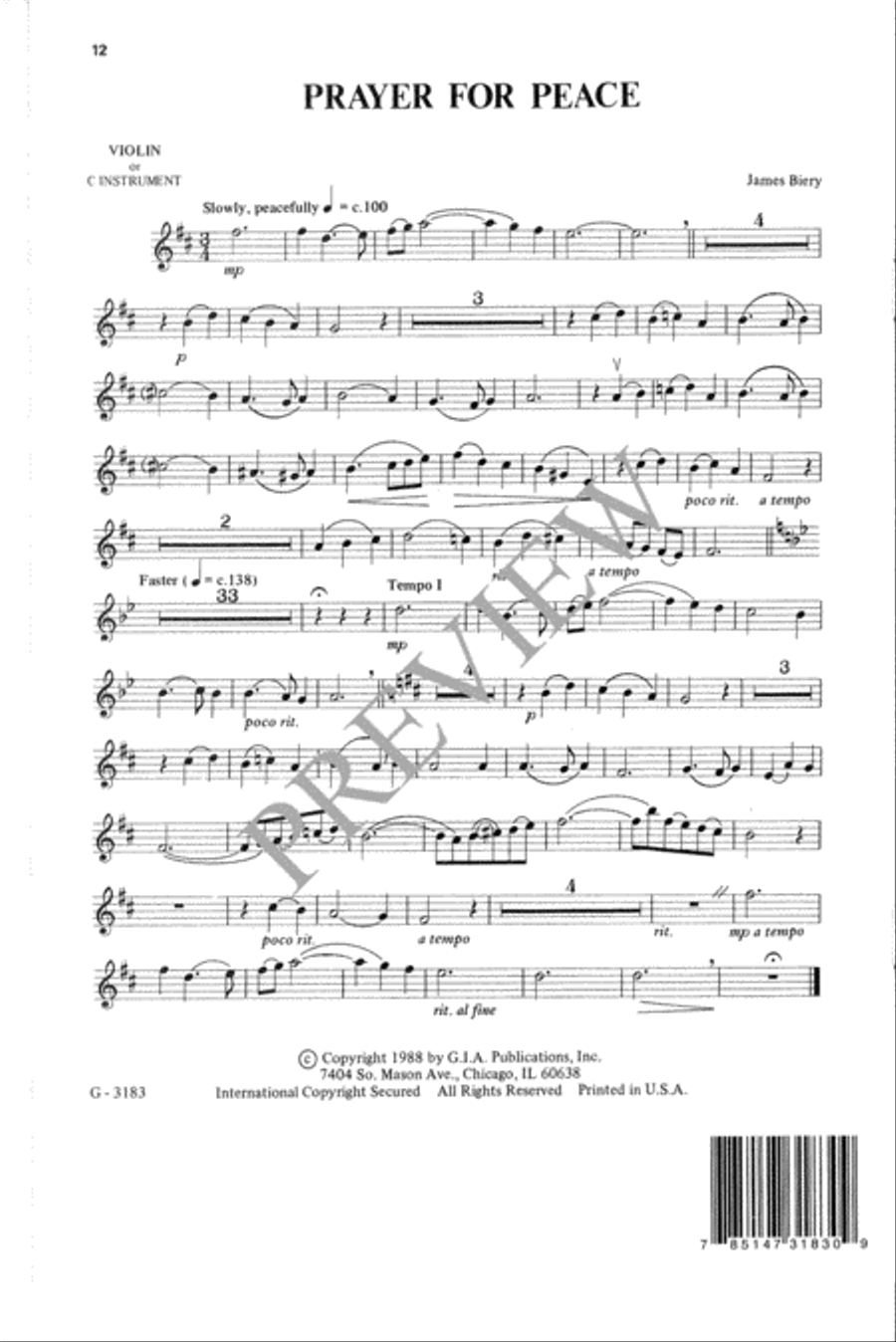 Prayer for Peace 4-Part scores gallery preview page 13
