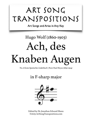 WOLF: Ach, des Knaben Augen (transposed to F-sharp major)