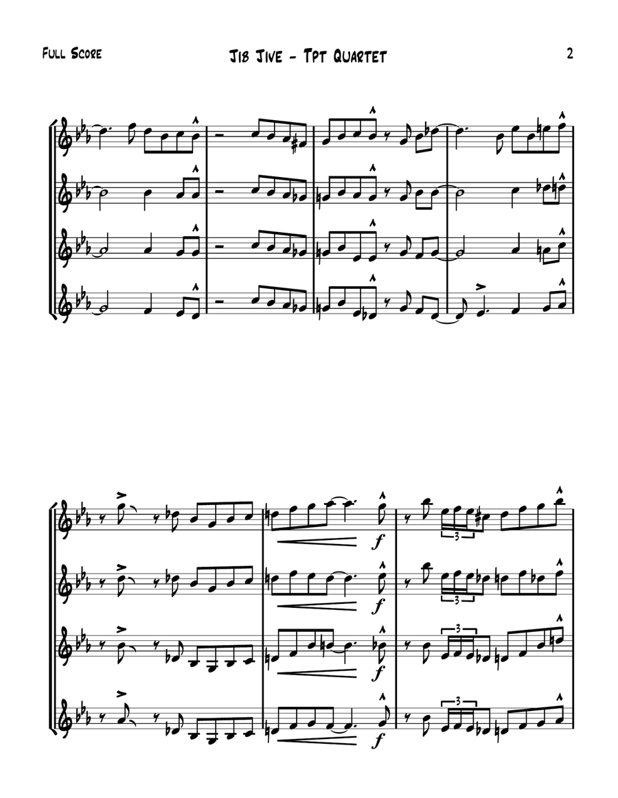 Jib Jive - Jazz Trumpet Quartet Jazz Ensemble scores gallery preview page 2
