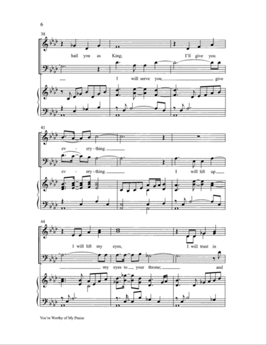 You're Worthy of My Praise with O Worship the King 4-Part scores gallery preview page 6