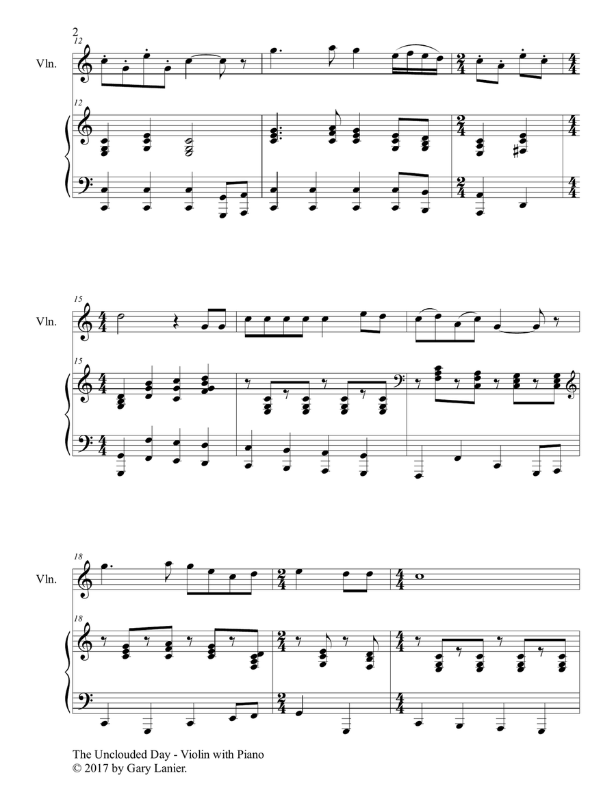 THE UNCLOUDED DAY (Violin & Piano with Score/Vln Part) Violin Solo scores gallery preview page 3