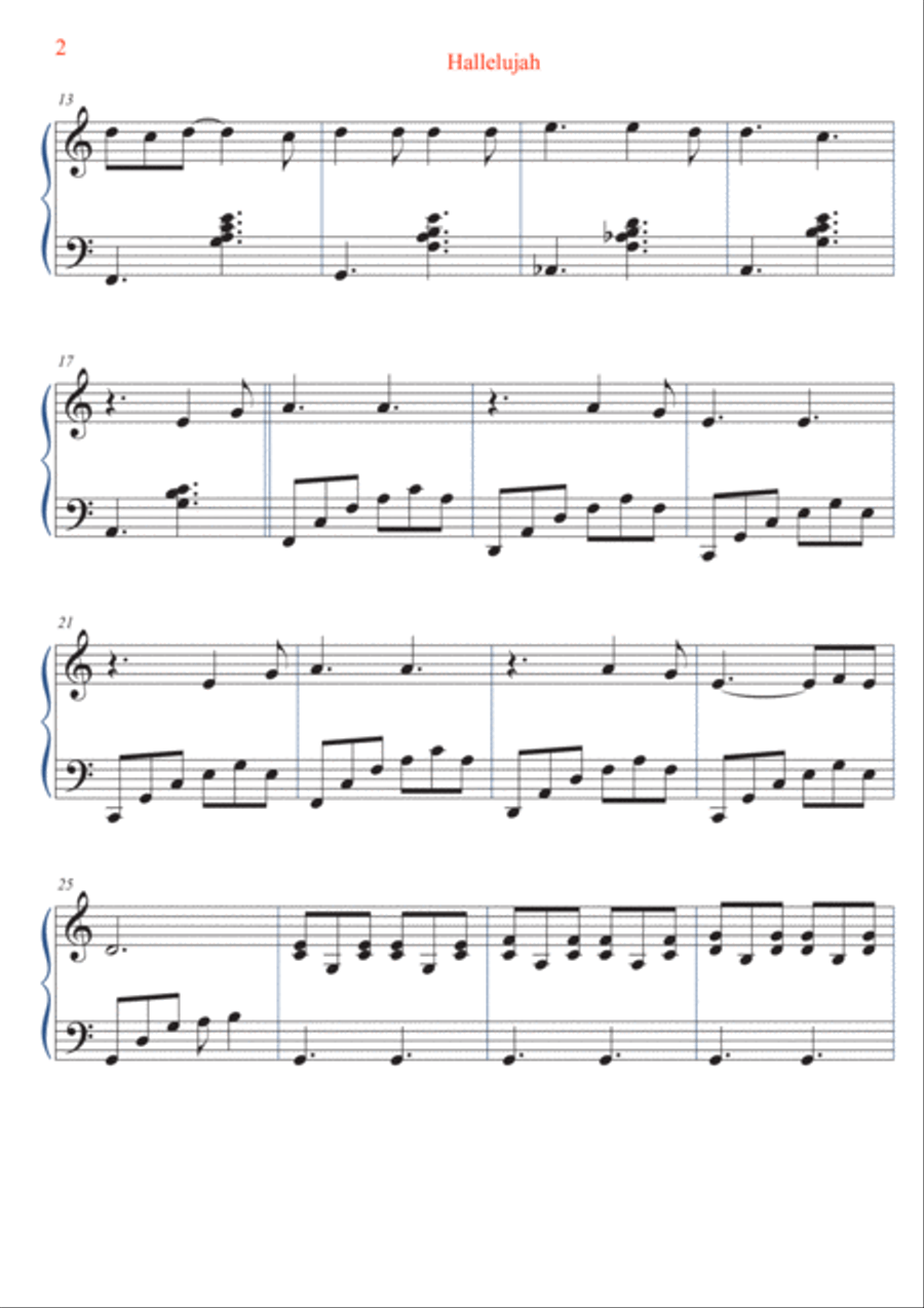 Halleluja Halleluja Piano Solo scores gallery preview page 3