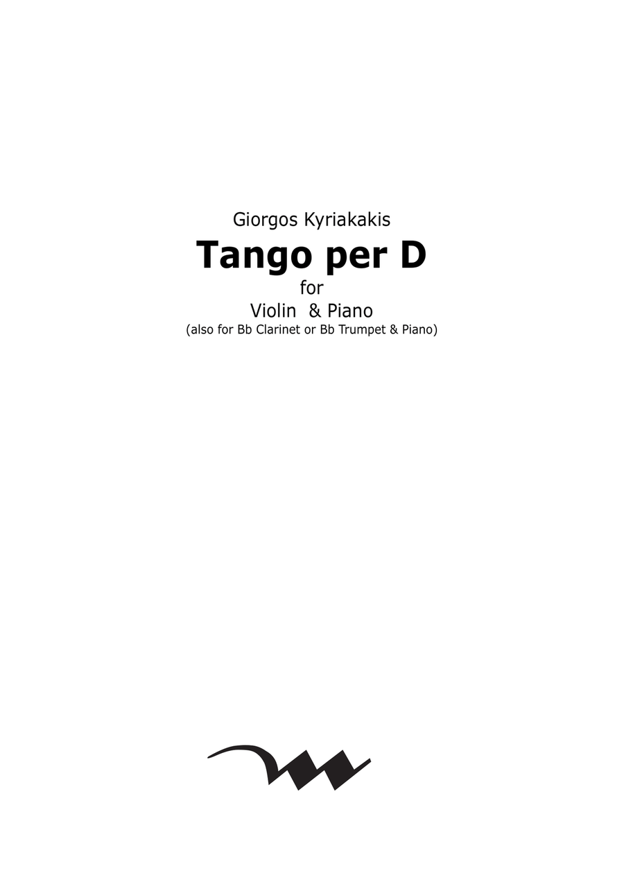 Tango per D for Violin (also for Bb Clarinet or Bb Trumpet) and Piano image number null