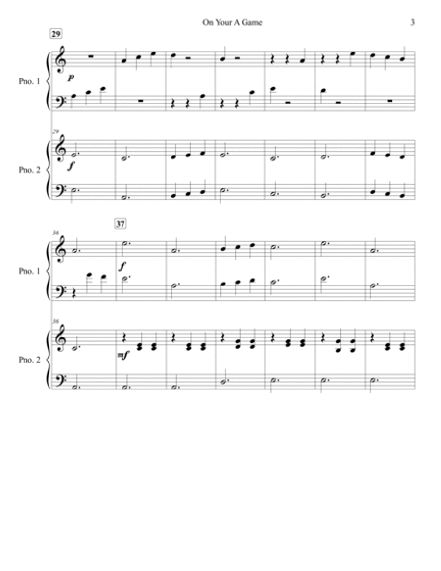 On Your A Game Piano scores gallery preview page 3