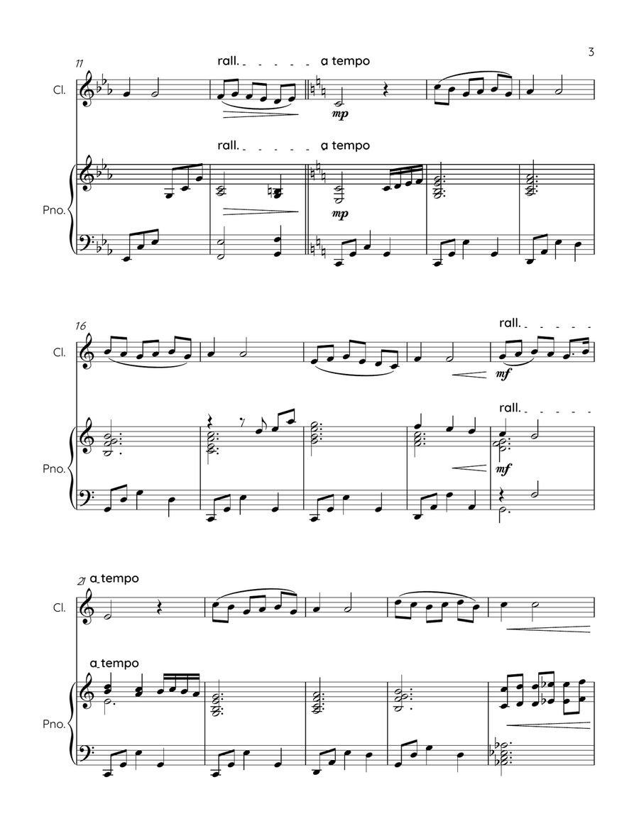 COME BACK TO SORRENTO - clarinet and piano Clarinet Solo scores gallery preview page 3