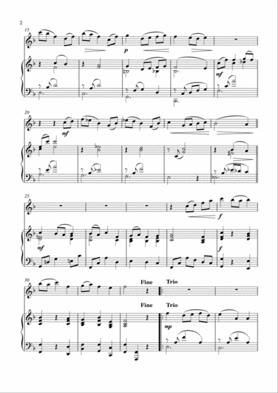 Minuet in F major for Oboe and Piano Piano scores gallery preview page 3