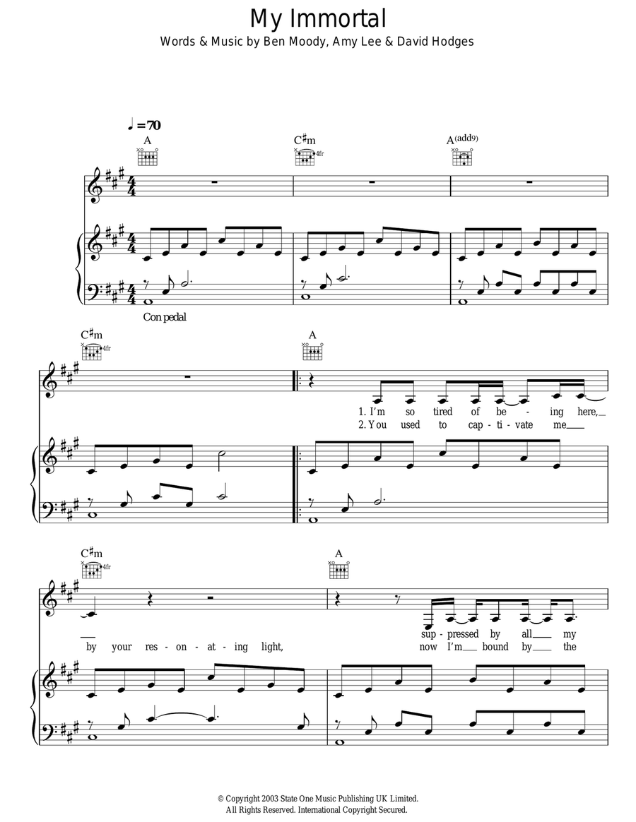 My Immortal Acoustic Guitar scores gallery preview page 1