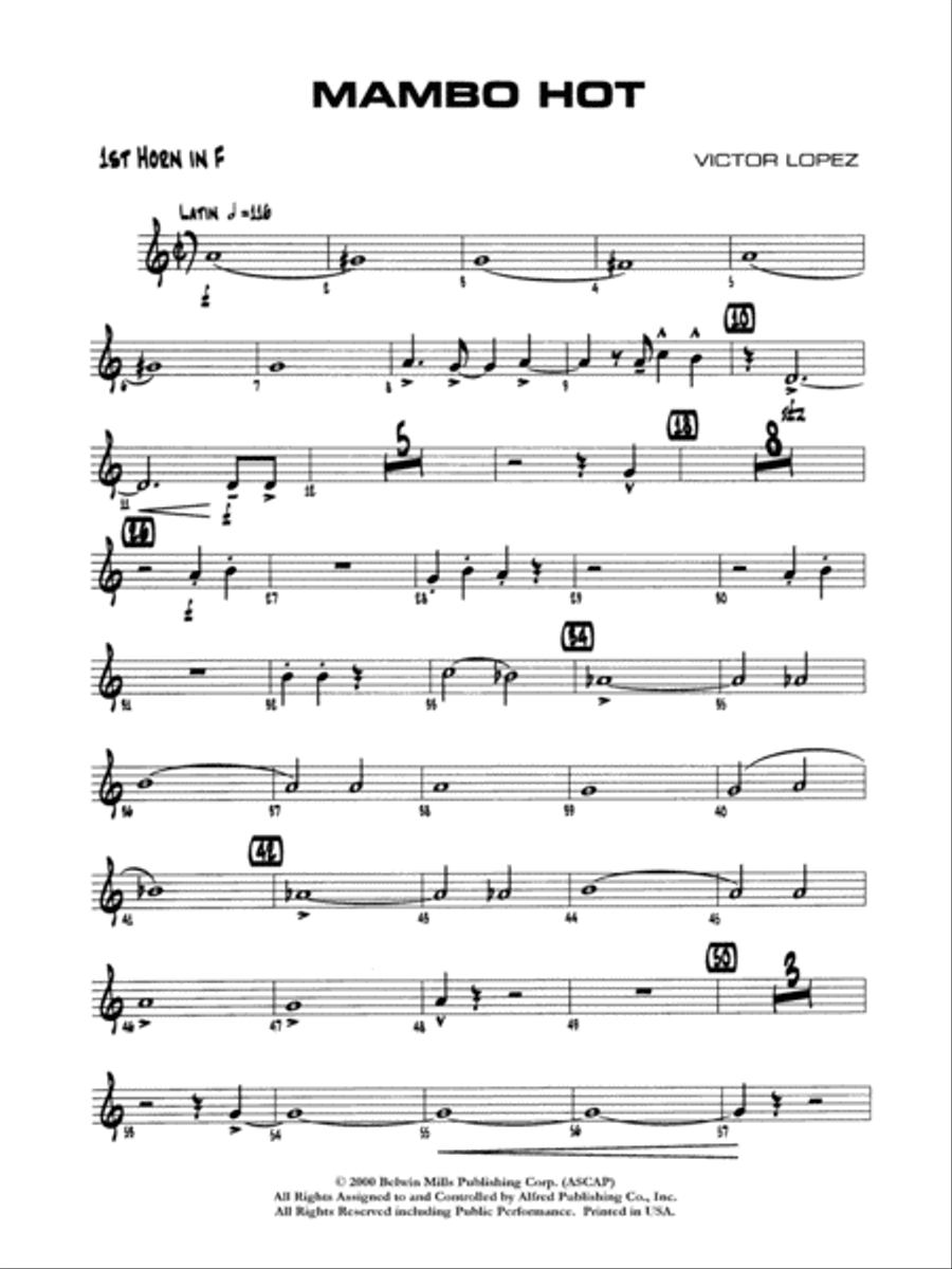 Mambo Hot: 1st F Horn Jazz Ensemble scores gallery preview page 1