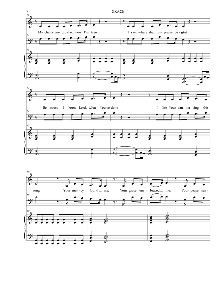 Grace (SATB with Piano) 4-Part scores gallery preview page 2