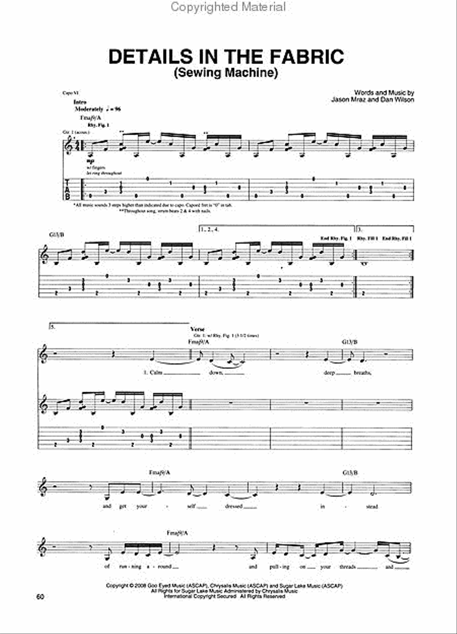 Jason Mraz - We Sing, We Dance, We Steal Things. Guitar Tablature scores gallery preview page 4