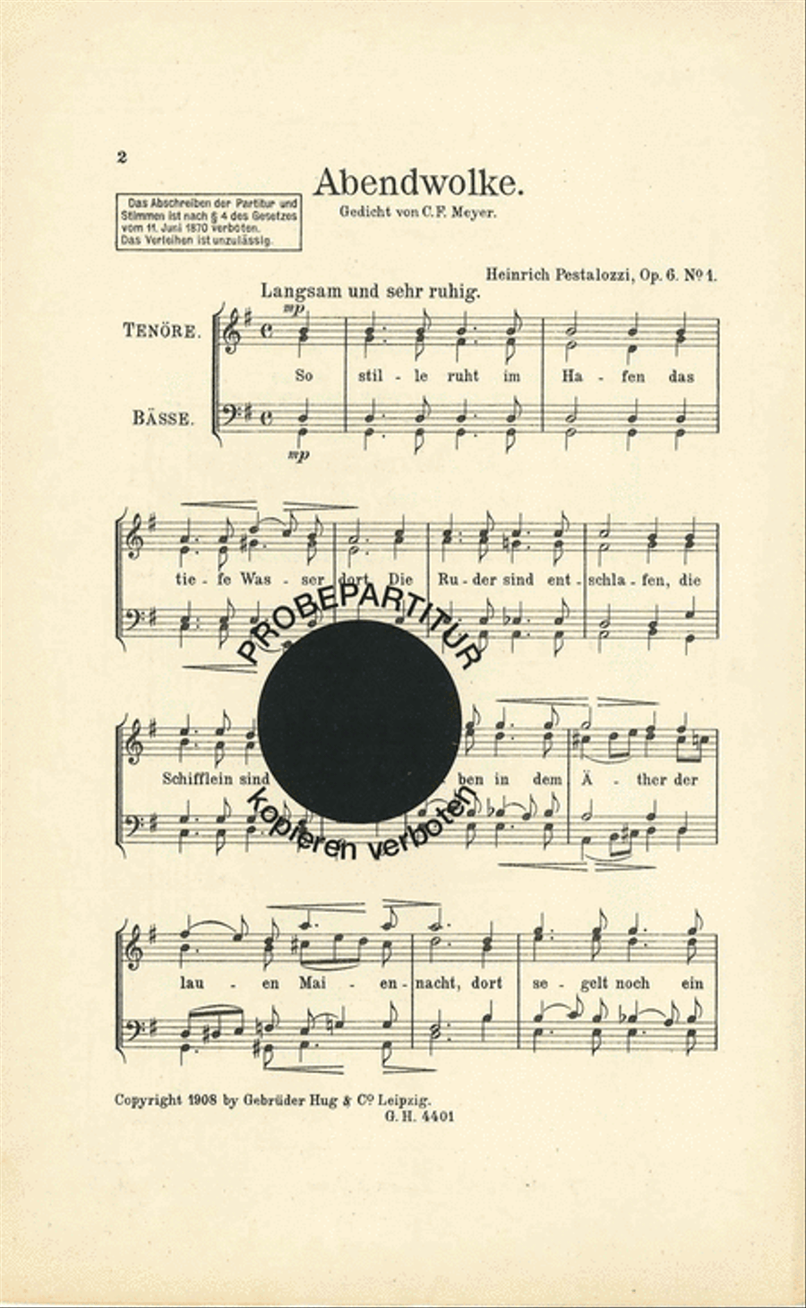 Abendwolke Men's Choir scores gallery preview page 1