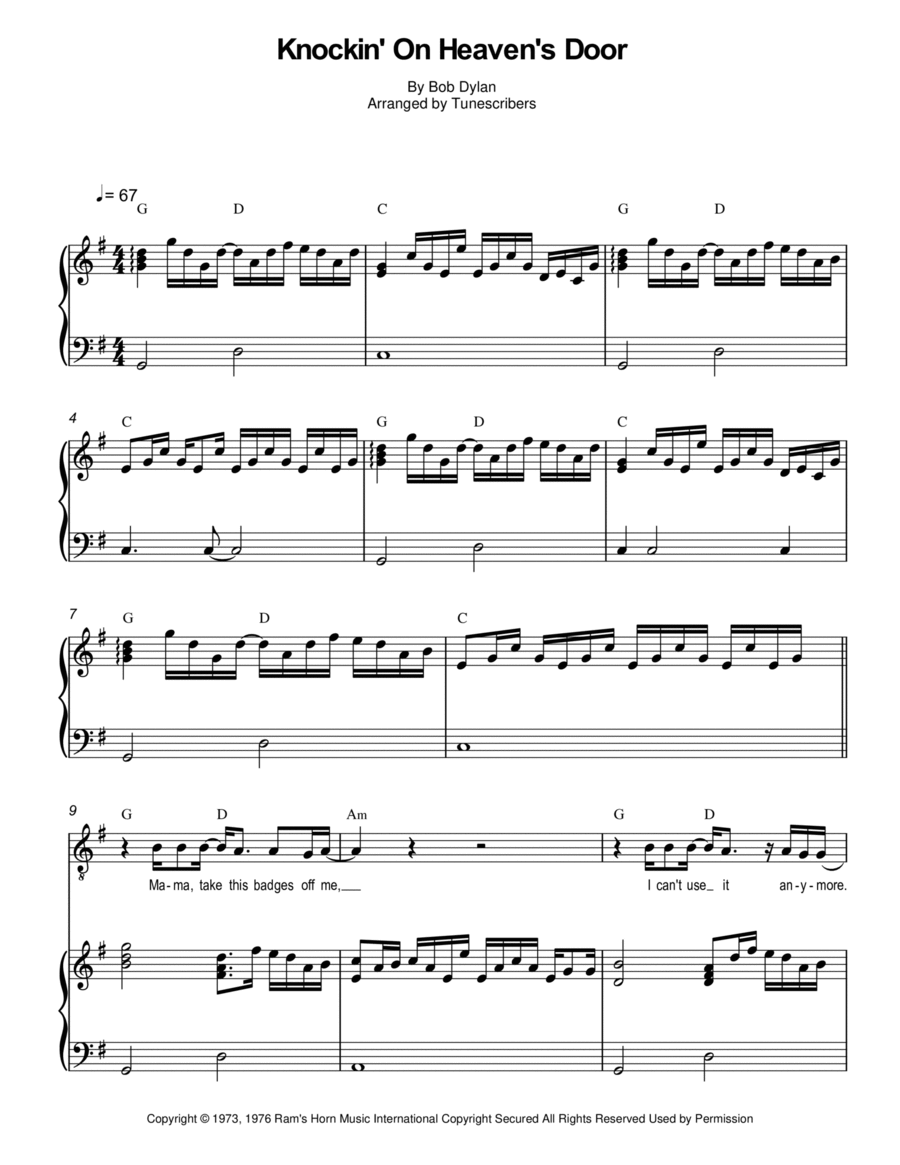 Knocking' On Heaven's Door Voice scores gallery preview page 1