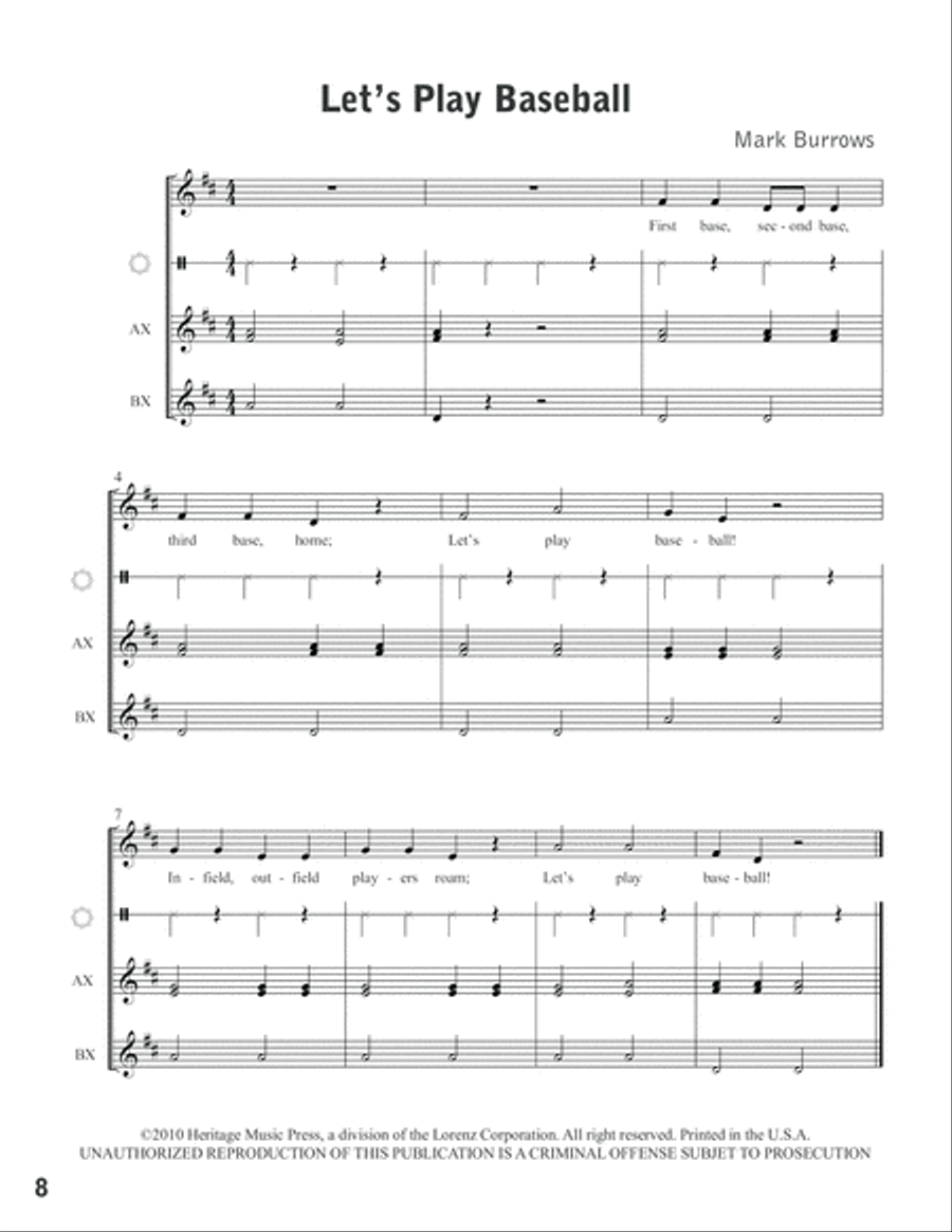 Play Ball! Unison Choir scores gallery preview page 9
