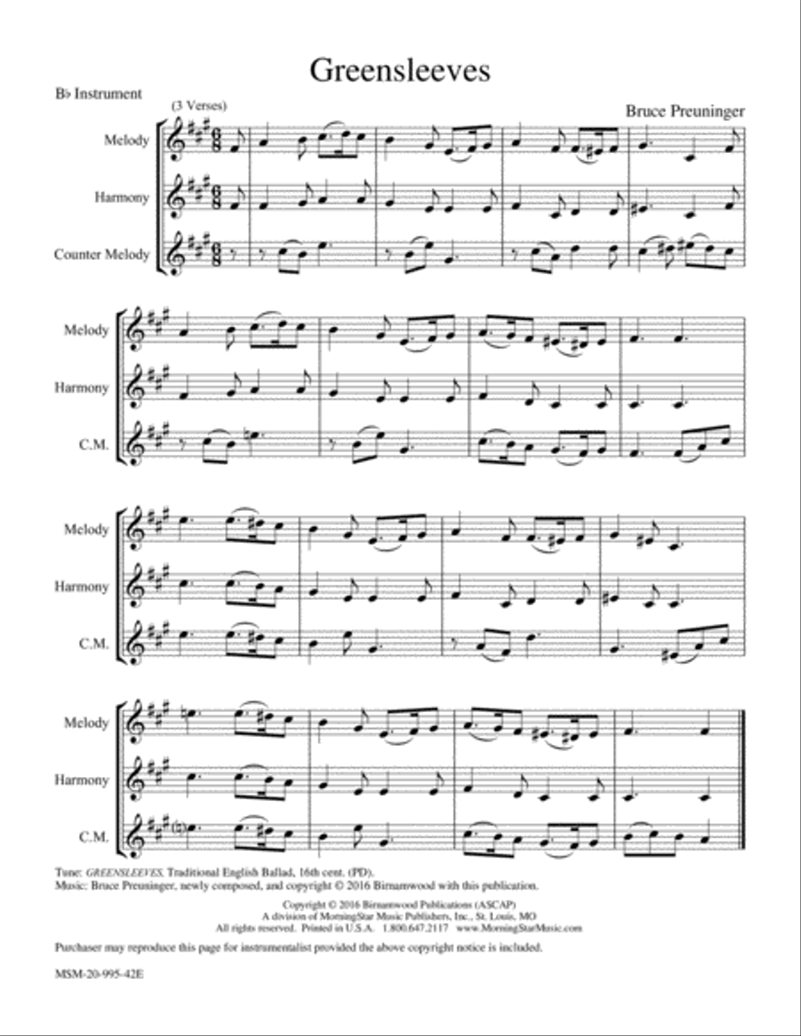 Greensleeves Piano and Keyboard scores gallery preview page 1