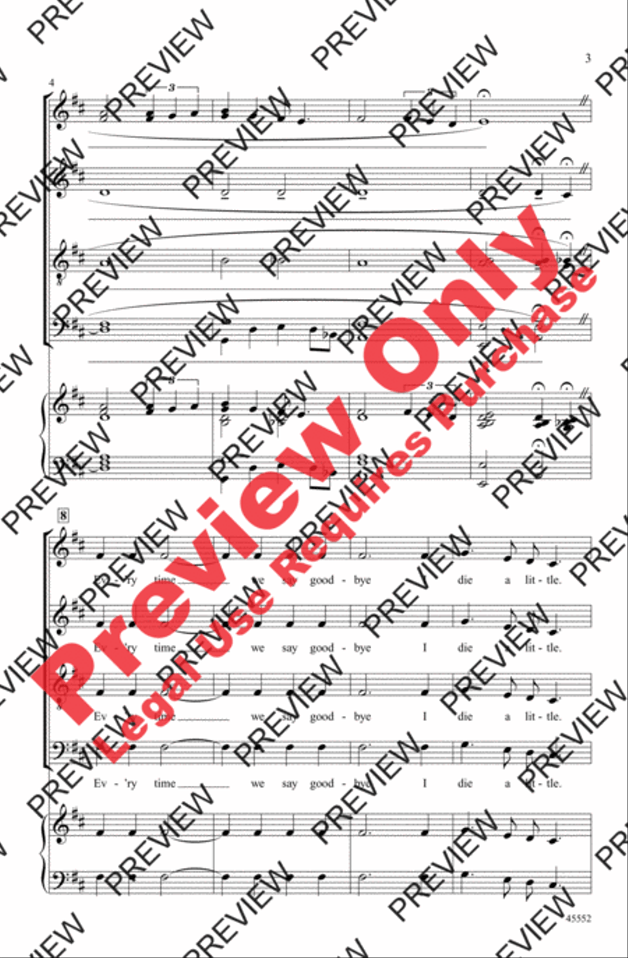 Ev'ry Time We Say Goodbye 4-Part scores gallery preview page 3
