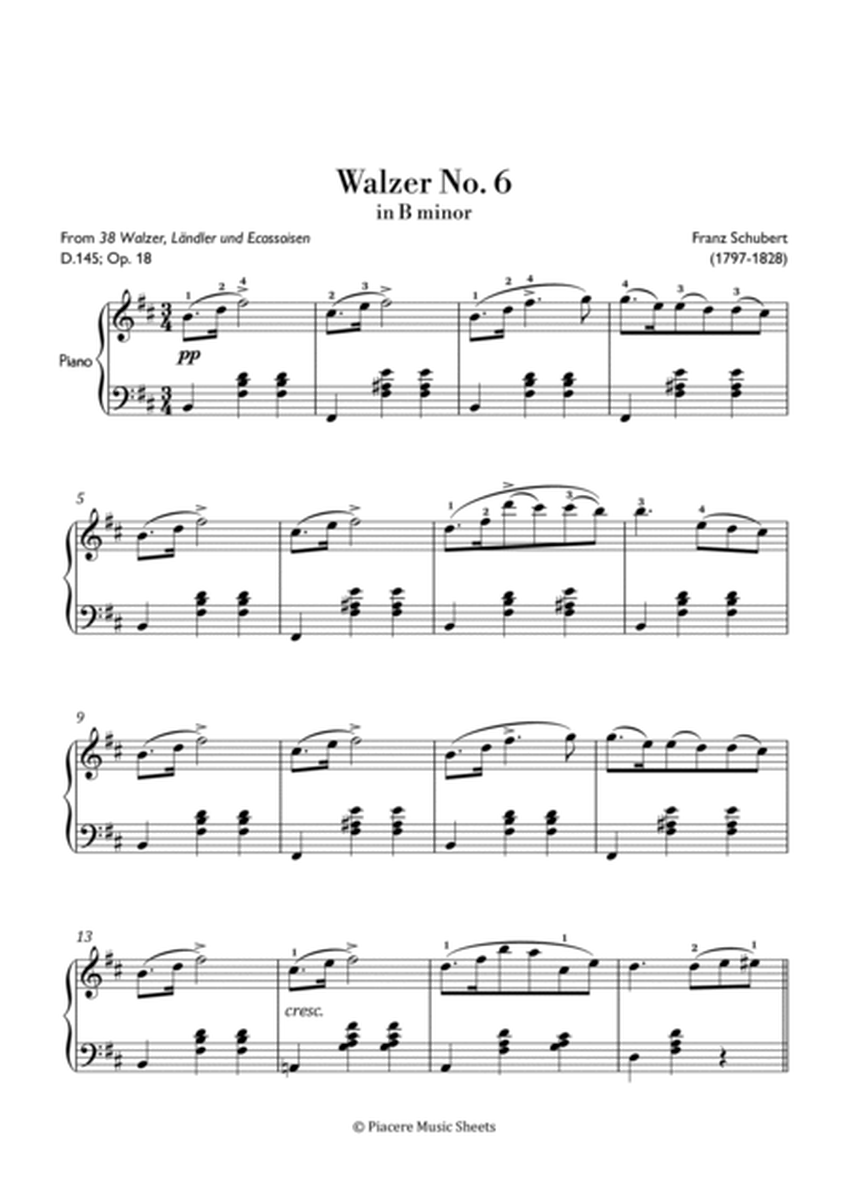 Schubert - Walzer No. 6 in B Minor - Intermediate image number null