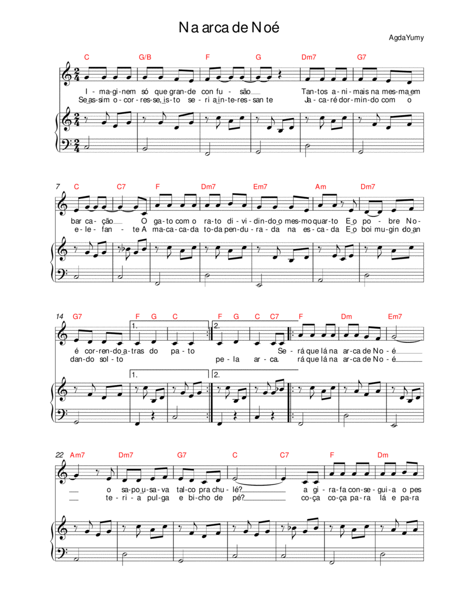 Na arca de Noé Easy Piano scores gallery preview page 1