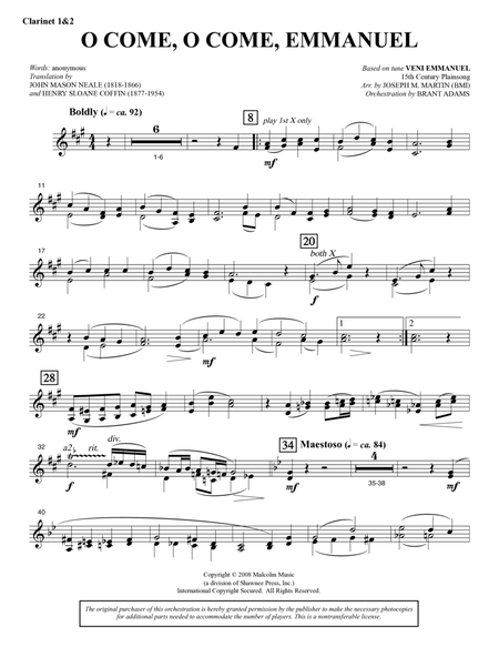 O Come, O Come, Emmanuel (from Carols For Choir And Congregation) - Bb Clarinet 1,2