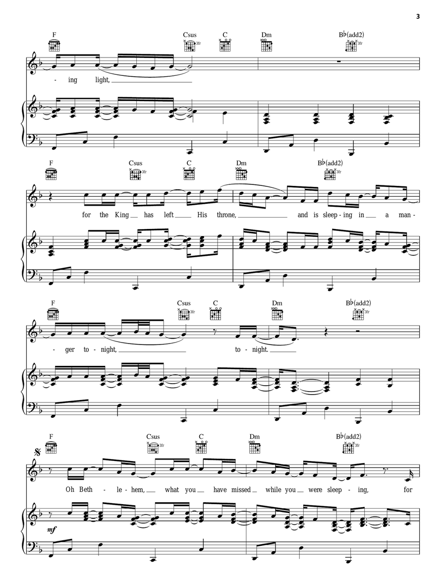 While You Were Sleeping (Original Christmas Version) Piano, Vocal, Guitar scores gallery preview page 3