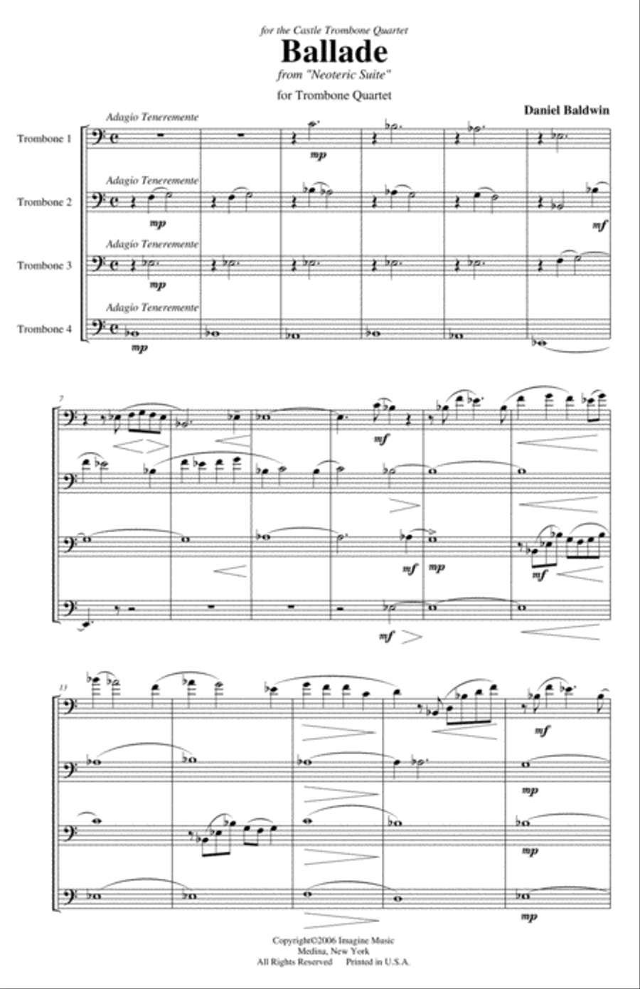 Ballade Trombone Quartet scores gallery preview page 1