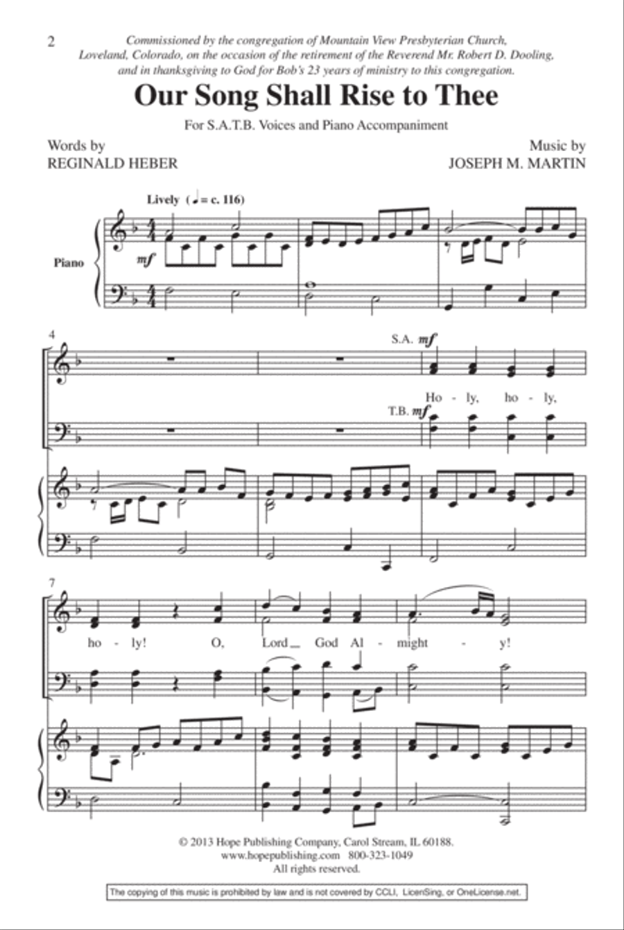 Our Song Shall Rise to Thee 4-Part scores gallery preview page 3