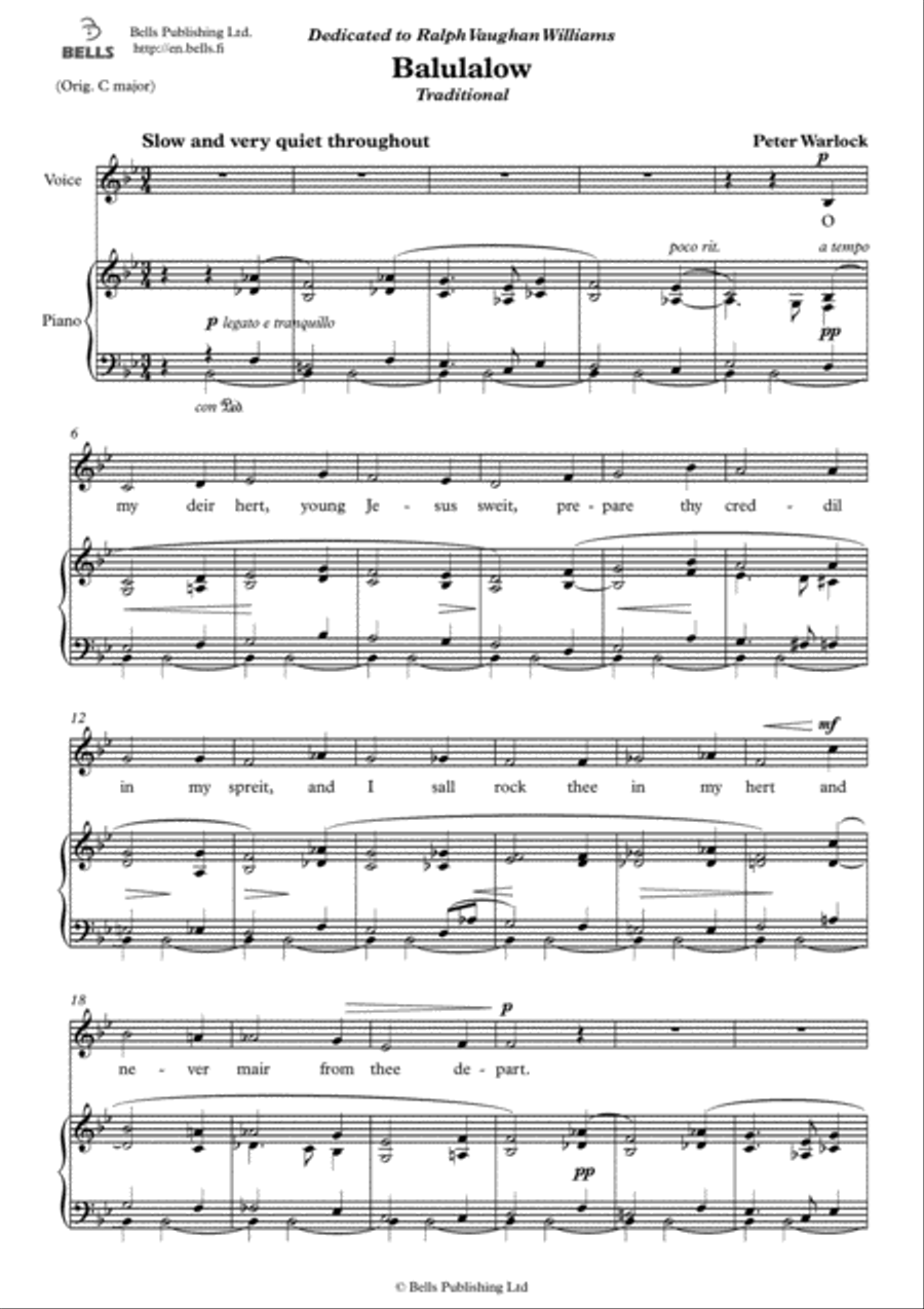 Balulalow (B-flat Major) Voice Solo scores gallery preview page 1
