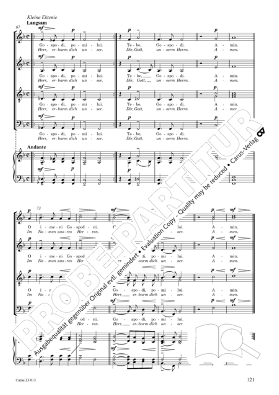 Liturgy of St. John Chrysostom op. 31 for mixed choir a cappella (Chrysostomos-Liturgie op. 31 fur Chor a cappella mit singbarem deutschem Text)