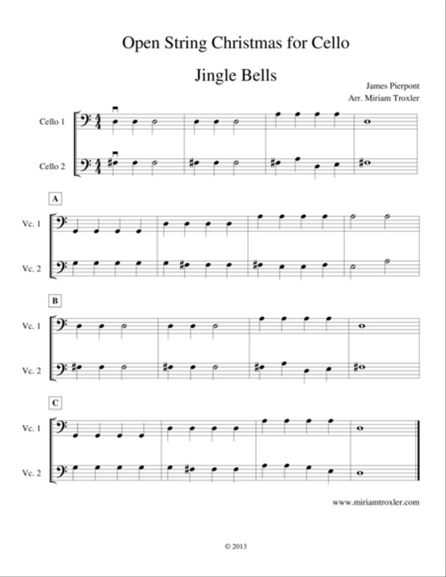 Open String Christmas for Cello Cello Solo scores gallery preview page 1