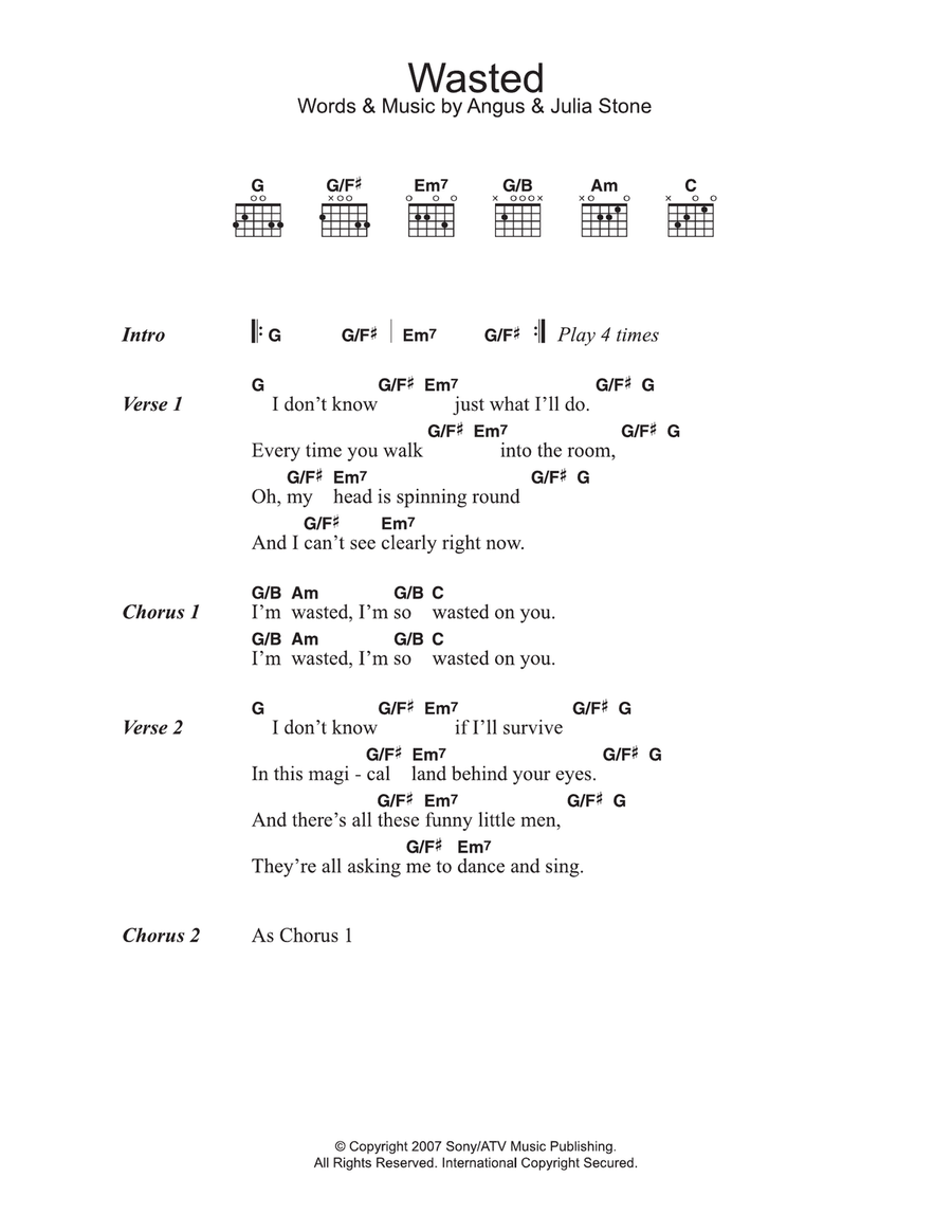 Wasted Acoustic Guitar scores gallery preview page 1