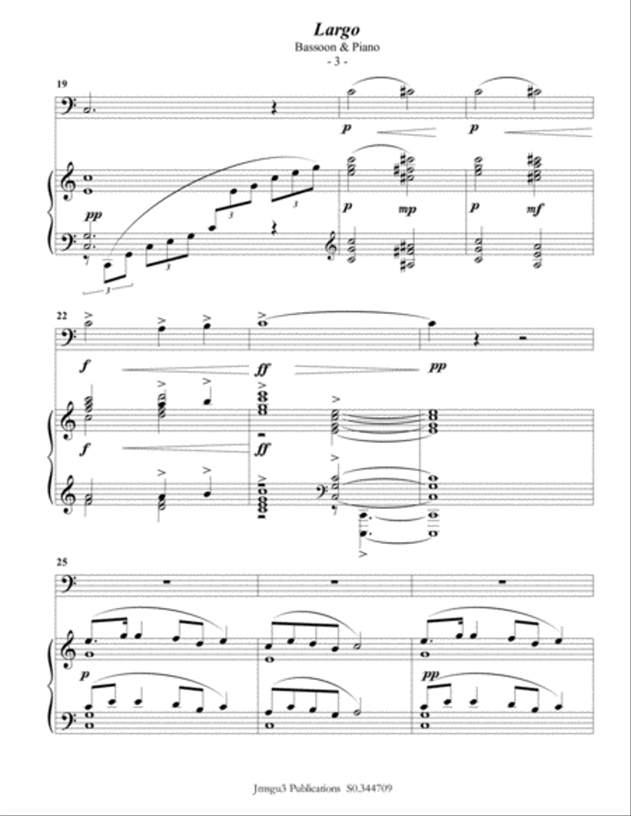Dvořák: Largo from the New World Symphony for Bassoon & Piano Woodwind Duet scores gallery preview page 3