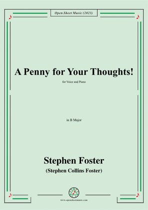 Book cover for S. Foster-A Penny for Your Thoughts!,in B Major