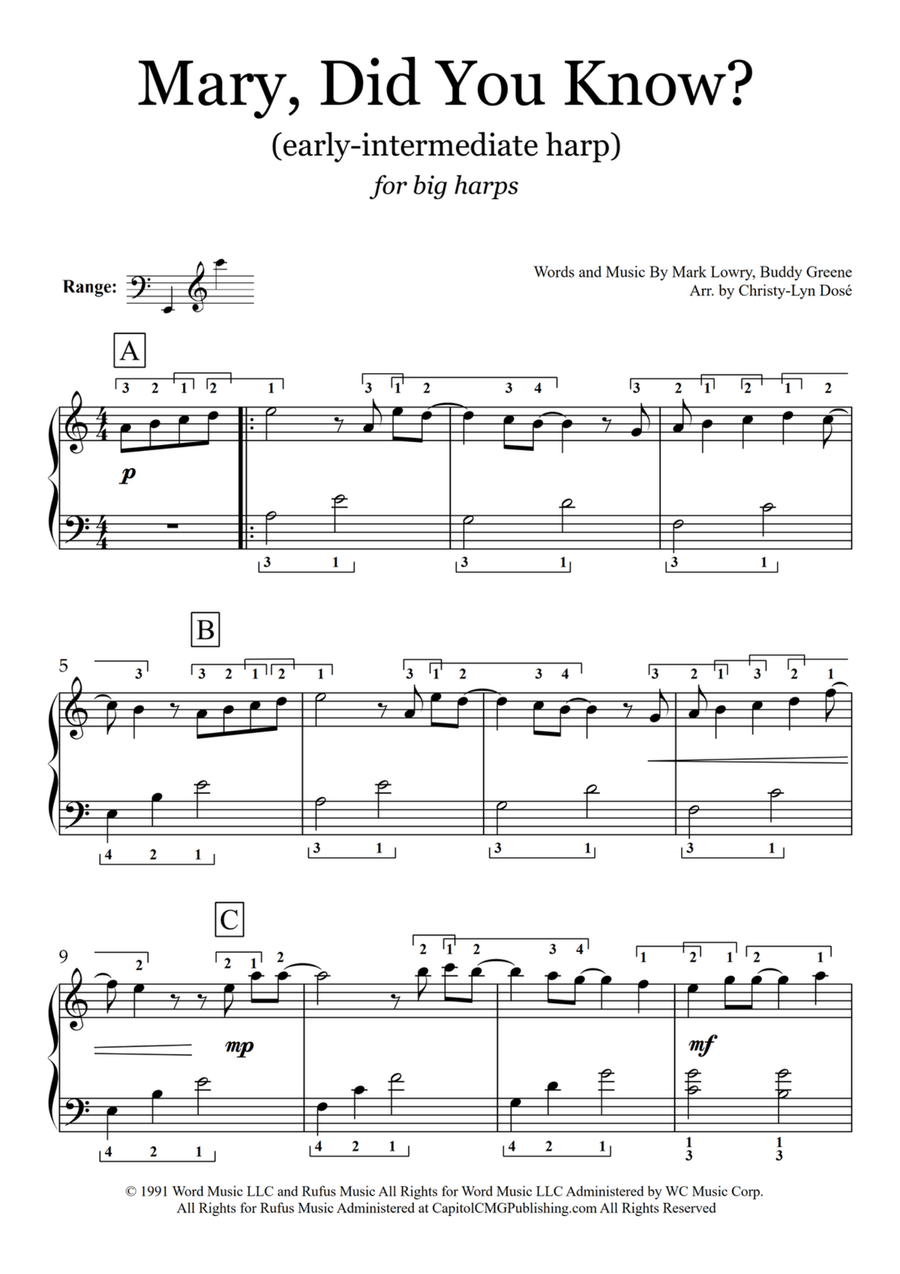 Mary, Did You Know? Harp scores gallery preview page 2