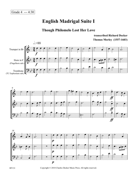 English Madrigal Suite I for Brass Trio image number null