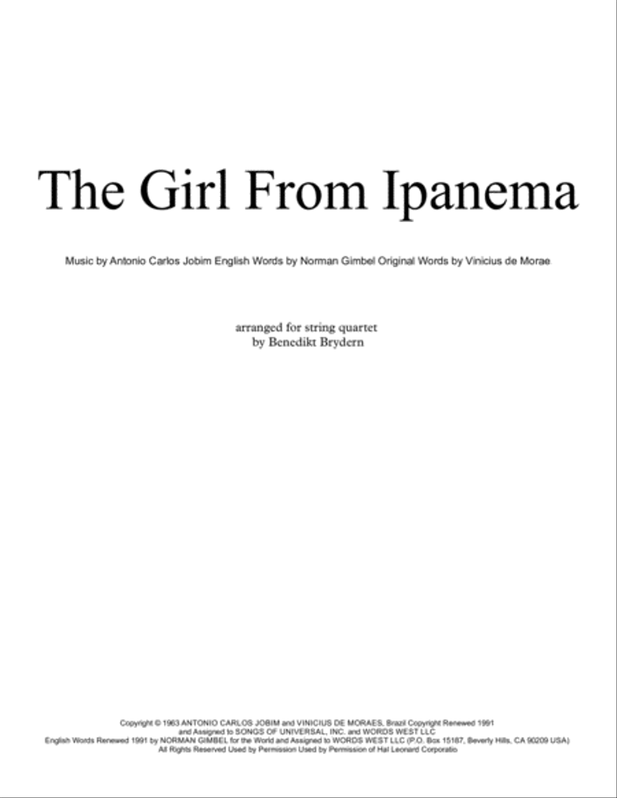 The Girl From Ipanema (Garota De Ipanema) String Quartet scores gallery preview page 1
