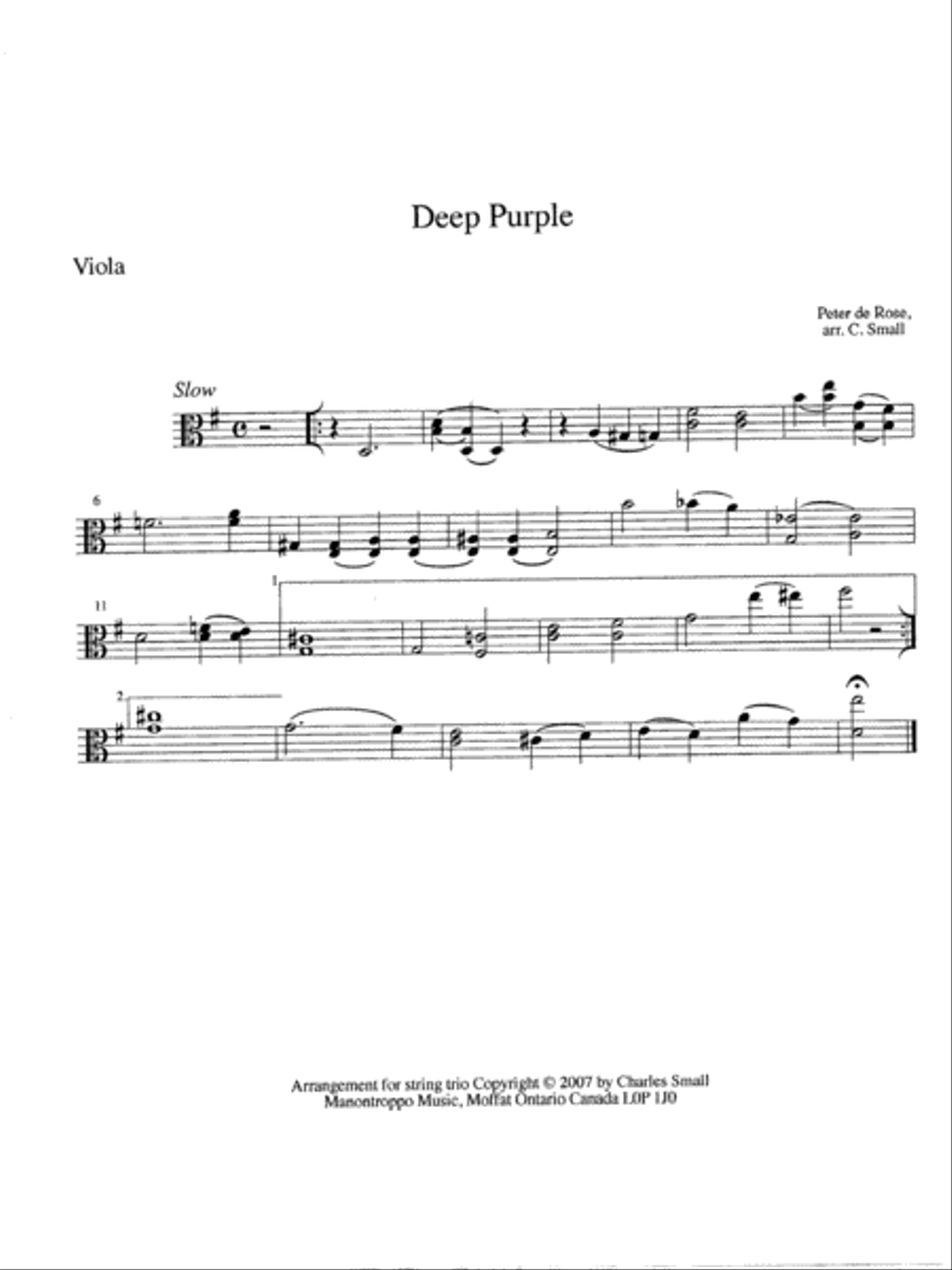 Deep Purple -- string trio String Trio scores gallery preview page 2