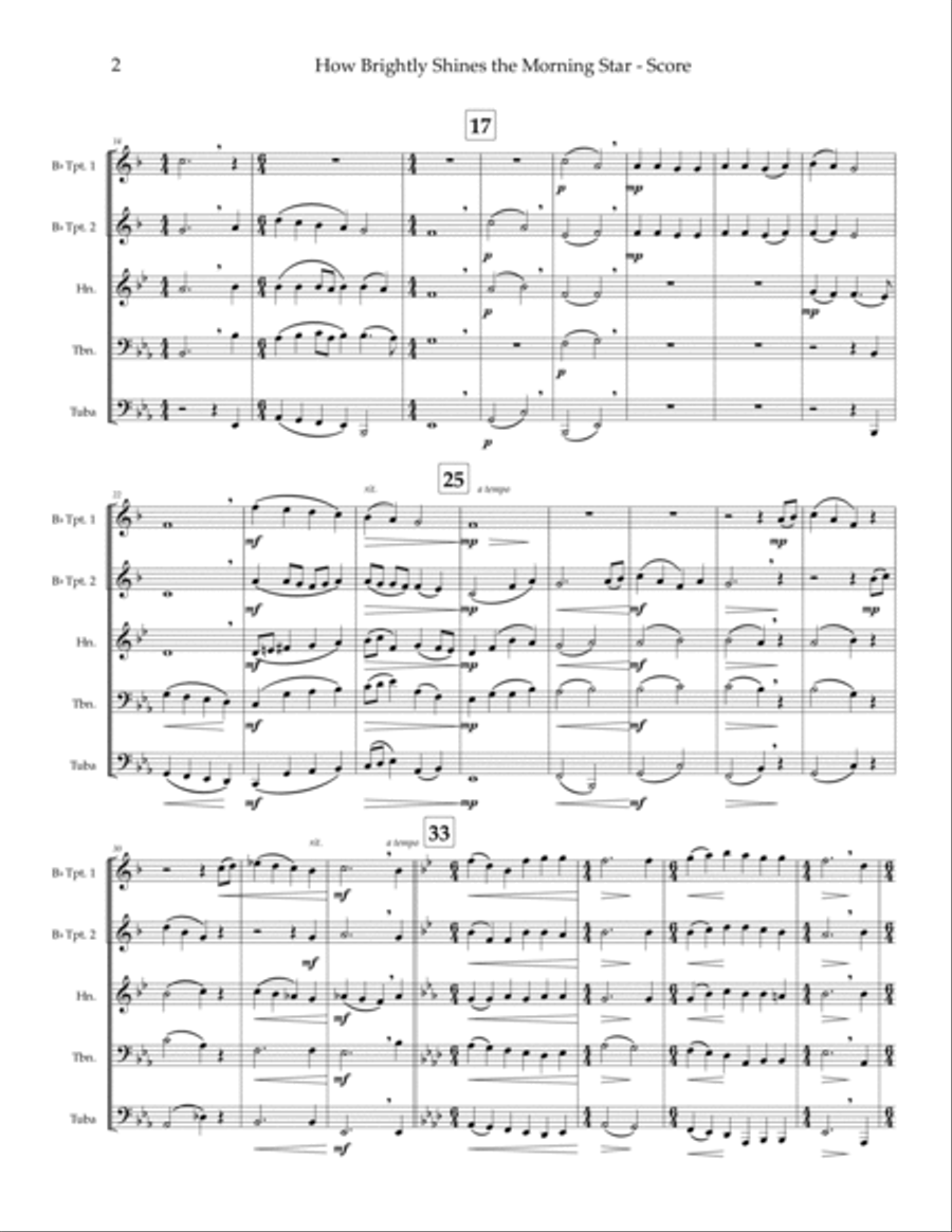 How Brightly Shines the Morning Star - brass quintet Brass Quintet scores gallery preview page 3